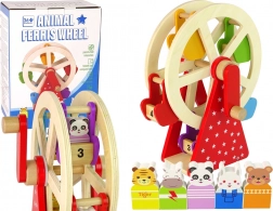 Roată panoramică din lemn, rotativă, cu animăluțe