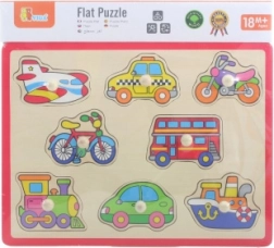 Puzzle din lemn cu mijloace de transport, cu mânere