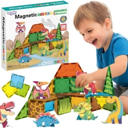 Set de construcție magnetic Woopie cu dinozauri, 30 de piese