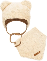 Set de iarnă pentru bebeluși New Baby Teddy bear, căciulă și eșarfă, bej