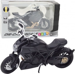 motocicletă sport din metal 1:12 cu lumini și sunete – neagră cu elemente aurii