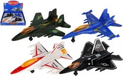Avion metalic și de plastic cu mecanism de retragere 16 cm - set de patru avioane colorate
