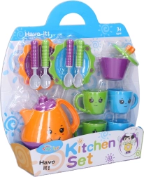 Set colorat de veselă pentru ceai cu fețișoare, pentru copii