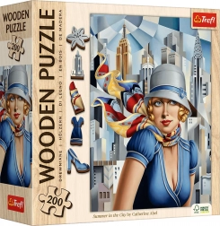 trefl puzzle din lemn, față-verso, art: catherine abel – vară în oraș, 200 piese