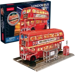 Puzzle 3D CubicFun autobuz londonez cu iluminare LED – 72 de piese