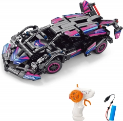 Set de construcție mașină RC roz cu telecomandă 19 cm – 323 piese