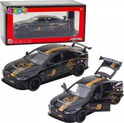 Mașină sport din metal 1:32 cu mecanism pull-back, lumini și sunete – negru