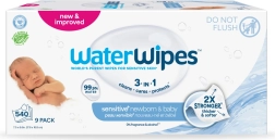 Șervețele umede WaterWipes pentru nou-născuți și copii 3 în 1, 9 × 60 buc.