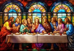 Pictură cu diamante Cina cea de Taină vitraliu 80 × 40 cm