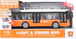 Troleibuz portocaliu cu lumini și sunete pe baterii