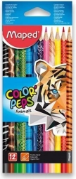 MAPED creioane colorate triunghiulare Color'Peps Animals, 12 buc