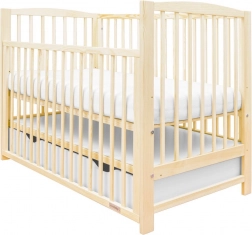 Pătuț pentru copii New Baby Lilly cu lateral culisant și sertar – natural