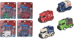 Mașinuță cu mecanism inerțial 8,5 cm – ambulanță, poliție, pompieri sau gunoi