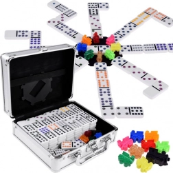 Set de jocuri Domino și Mexican Train cu servietă metalică