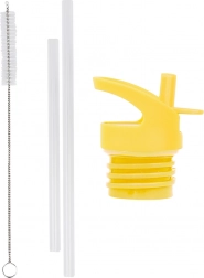 Set capac, perie și pai pentru sticlă din oțel inoxidabil Prieteni Animale