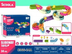 Pistă cu bile cu ventuze pentru cadă, 34 piese