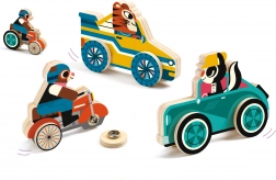 Vechicule din lemn cu capse de la Djeco