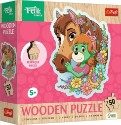 Puzzle contur din lemn TREFLÍCI – familie fericită, 50 de piese