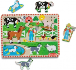 Puzzle din lemn cu fermă de la Melissa & Doug