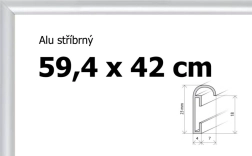 Ramă din aluminiu pentru puzzle-uri și postere A2 59,4 × 42 cm – argintie