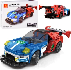 Set de construcție tehnic mașină sport albastru‑roșu 138 piese