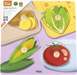 Puzzle din lemn Viga cu legume și butoane