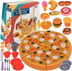 Set de fast-food pentru copii cu pizza cu arici, burger și accesorii, 42 piese