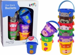 Găleți colorate cu animale piramidă