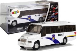 Autobuz de Poliție Alb cu Mecanism Mecanic și Efecte Sonore