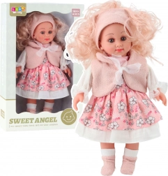 Păpușă Sweet Angel în rochie roz cu flori 36 cm