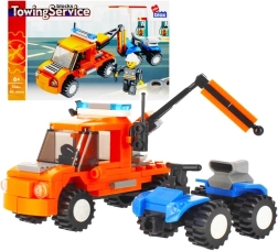 Set de construcție serviciu de tractare cu mașină și figurină