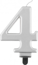 Lumânare argintie pentru tort numărul 4