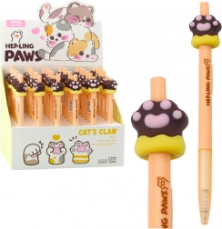 Pix cu gel Lăbuță de pisică maro cerneală albastră 15 cm 0,5 mm