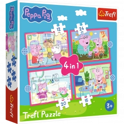 Puzzle 4 în 1 Peppa iubește aventurile