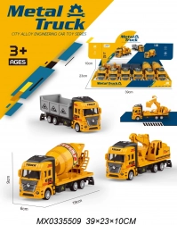 Vehicul de construcții metalic 1:36 cu mecanism pull-back