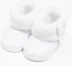 Ghete pentru iarnă din dantelă pentru bebeluși New Baby, albe, 0–3 luni