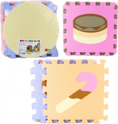 Covoraș puzzle moale din spumă EVA, pastel, animăluțe, 16 piese