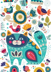 Puzzle pisică și păsări 1000 piese