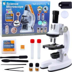 Microscop LED educativ cu mărire 1200x cu set științific
