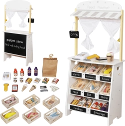 Magazin și teatru de păpuși din lemn pentru copii 2‑în‑1