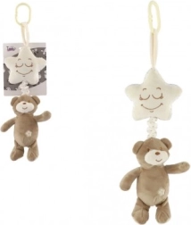 Ursuleț de pluș cu steluță – mecanism muzical suspendat pentru pătuț și cărucior, 36 cm