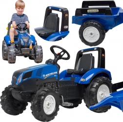 Tractor cu pedale NEW HOLLAND cu remorcă pentru copii de la 3 ani