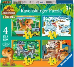 Puzzle Lumea Jurasică 4-în-1 pentru copii (12, 16, 20, 24 piese) RAVENSBURGER