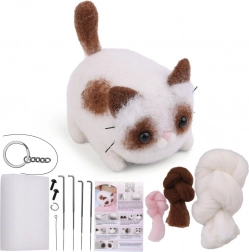 Set creativ pentru împâslire la uscat – motănel maro‑alb