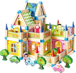 Set de construcție din lemn, castel colorat 2Kids Toys