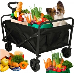 Cărucior pliabil pentru cumpărături cu roți rotative și mâner telescopic