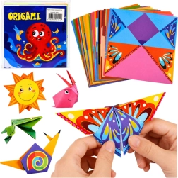 Set de origami pentru copii cu hârtii colorate și ghid (100 de coli)