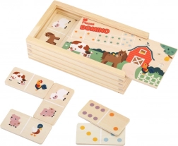 domino fermă 2kids toys – domino din lemn cu două fețe pentru copii