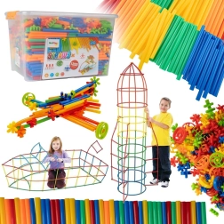 Set de construcție creativ din paie, 1200 piese