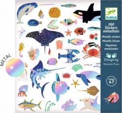 Djeco autocolante metalice – ocean, 160 bucăți